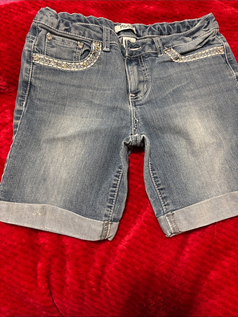 Mudd Light Blue Denim Cuffed Jean Shorts